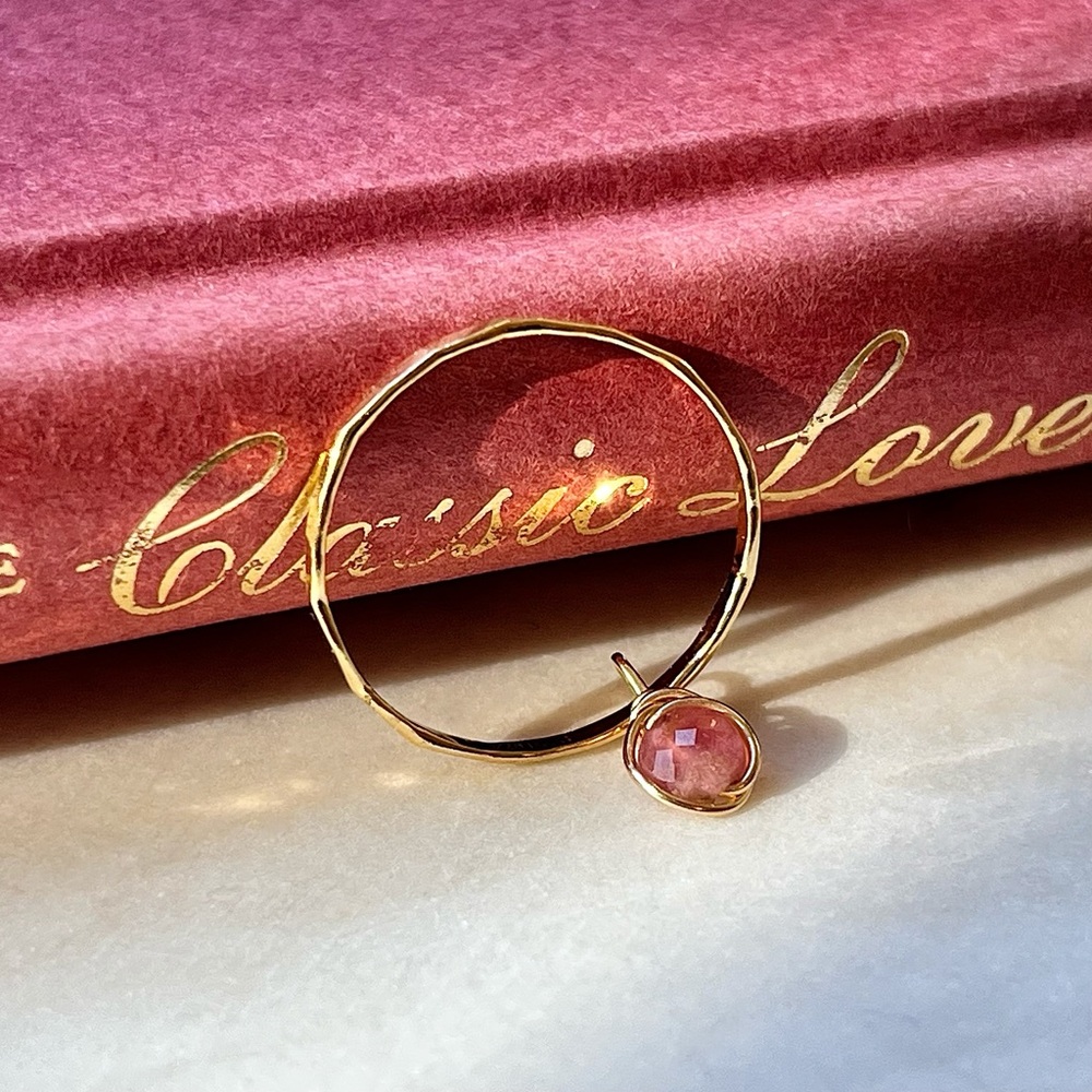 Sterling Silver or Gold Filled Tourmaline Sliding Charm Ring / Fidget Ring